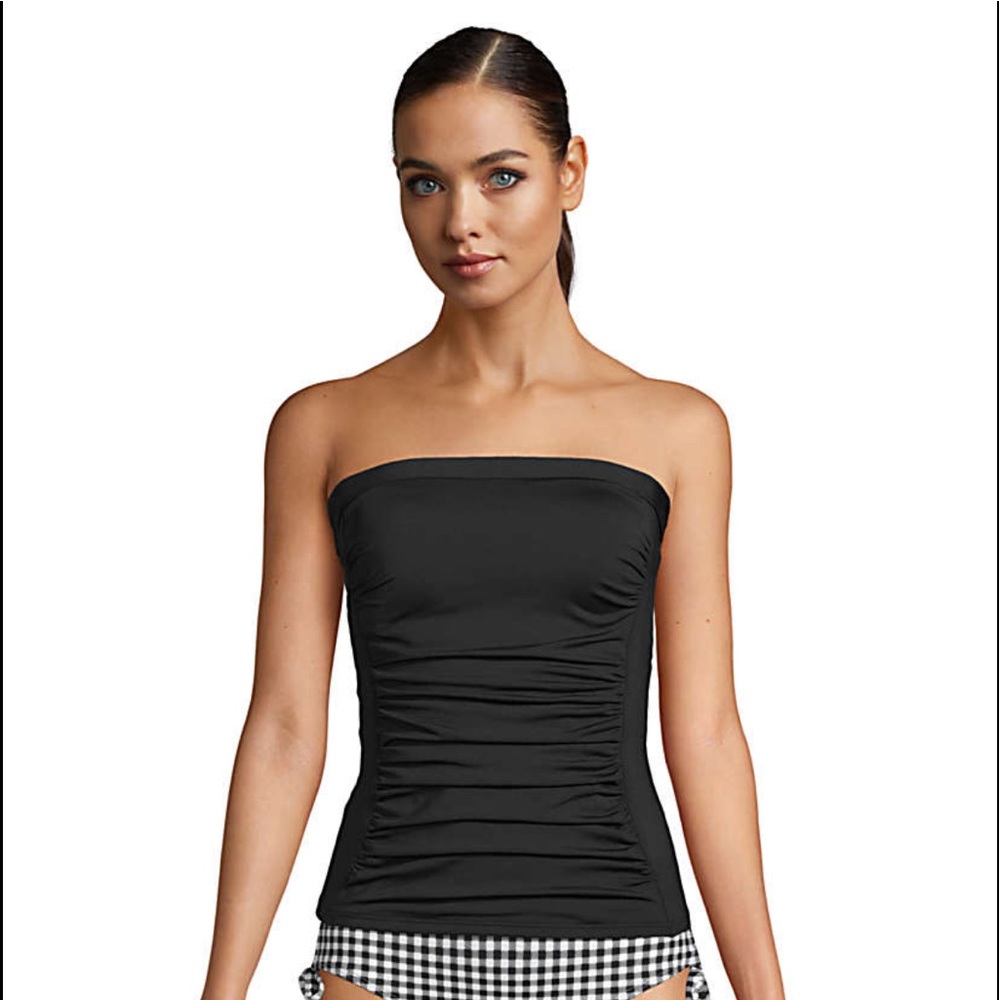 Lands End Bandeau Tankini Top Swimsuit with Removable Adjustable Straps
Size 14